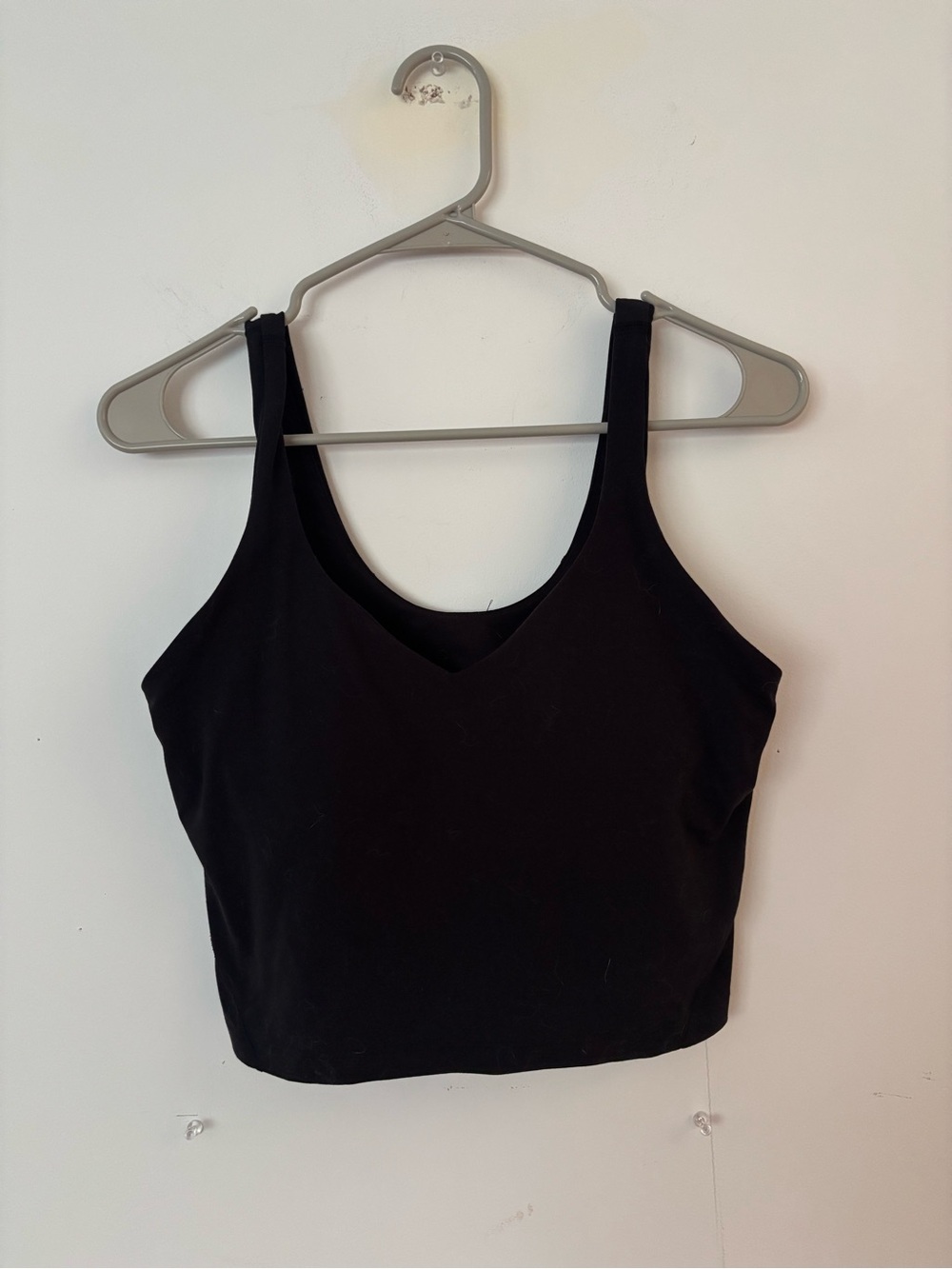 lululemon black stretchy athletic padded sports bra crop tank top workout top🖤